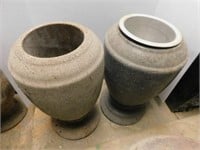 Pair of granite headstone flower vase urns, 12"H
