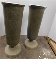 Pair of headstone flower vase urns, 9.5" tall