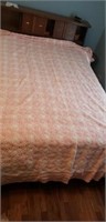 Pale Pink Star Burst Chenille Bedspread.  Full