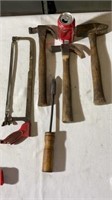 Hammers, soldering iron, hand saw