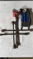 Floor bike air pump and 4-way lug wrench