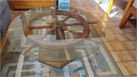 Glass Top Wood Nautical Table