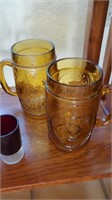 2pc Amber Colored Handled Mugs