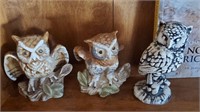 3pc Ceramic Owl Decor
