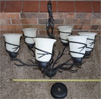 Matte black metal Antlers 6-light chandelier