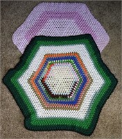 (2) Vtg Crocheted floor rugs (33 & 35" diameter)