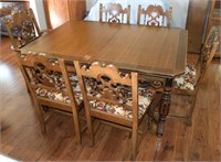 Vintage dining set w/ table Capt + 5 chairs & lvs