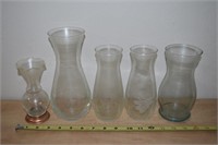 (4) Princess House etched glass vases + 1