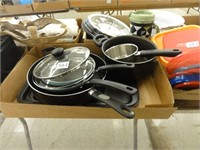 assorted pots and pans, baking trays