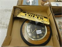 clock, Colts sign, leather like can holder