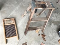 Vintage Washboard & Step Ladder