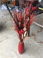 Red Tall Decorator Vase/ Arrangement (21" T)