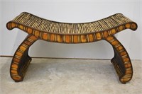 CURVED SEAT RATTAN BENCH - 39" L X 21.5" H X 16" D