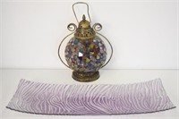 DECORATIVE TRAY AND CANDLE LANTERN - TRAY 21"W