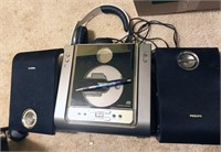Philips cd player with speakers and headphones