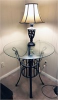 glass top side table and lamp