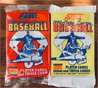 Two Unopened Score Baseball Card Packs