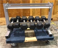 Hand weights & storage rack