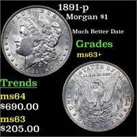 1891-p Morgan Dollar $1 Grades Select+ Unc