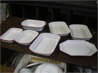 Enamelware, White with Red Trim