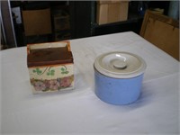 Stoneware Crock and Salt Box