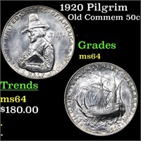1920 Pilgrim Old Commem Half Dollar 50c Grades Cho
