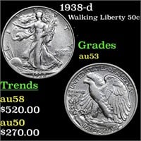 1938-d Walking Liberty Half Dollar 50c Grades Sele