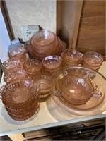 Pink depression dishes/lot