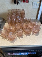 Pink depression glasses/cups approx 80