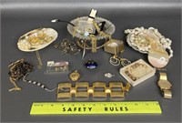 Assorted Costume Jewelry  and Jewelry Dishes