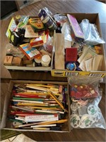 Misc boxes pencils/poker chips/artist brushes