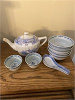 Made in China blue teapot/soup set