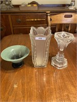 Lead crystal Vases and green dish