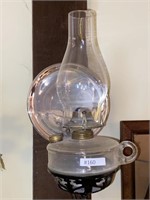 Vintage cast iron wall sconce & oil lamp