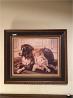 Dog with child Picture 28”x23”