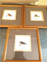 3 framed fishing flies