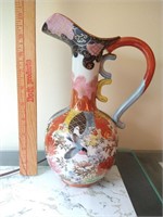 Chinese Porcelain Painted Pitcher 10in