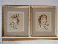 Pr Lady in Bonnett prints with floral frames