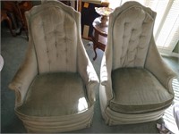 Pr Green Arm Chairs