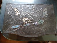 metal covered wood box with Butterfly inlaid
