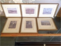 (6) framed golf prints