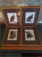 4) 1977 framed wildlife prints -signed Michaelsen