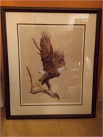Framed Artist Signed J. Van Hoesen Eagle Print