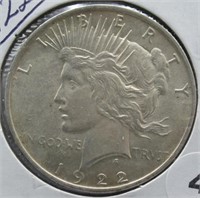 1922 Peace Silver Dollar.