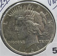 1924 UNC Peace Silver Dollar.