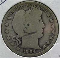 1904-O Barber Silver Half Dollar.