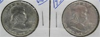 (2) 1955 UNC Franklin Silver Half Dollars.