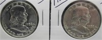 (2) 1958-D UNC Franklin Silver Half Dollars.