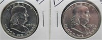 (2) 1959 UNC Franklin Silver Half Dollars.