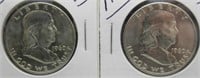 (2) 1960-D UNC Franklin Silver Half Dollars.